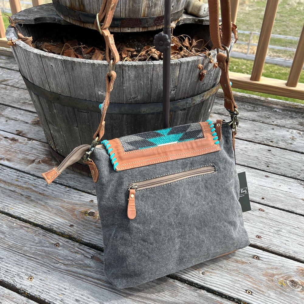 😍New Style Myra Bag Corset woven leather flap Rug canvas tribal new crossbody - Picture 10 of 10
